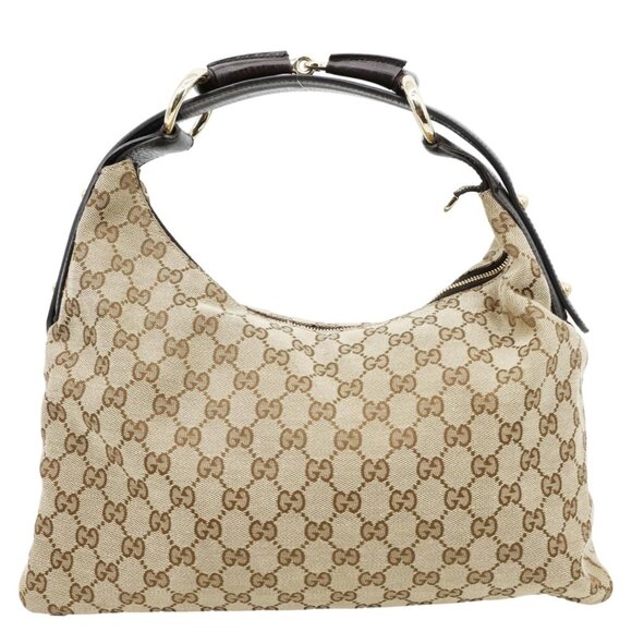 Gucci  Horsebit Medium GG Canvas Hobo Bag Beige 115867 - Picture 1 of 11